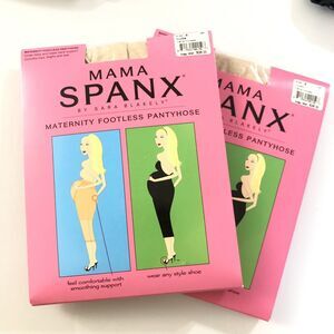 MAMA SPANX Pantyhose Lot Womens Size A Nude Maternity Footless Cotton Gusset New